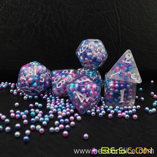 Bescon Pearl Polyhedral Dice Set, Peacock Pearl Poly RPG Dice set of 7